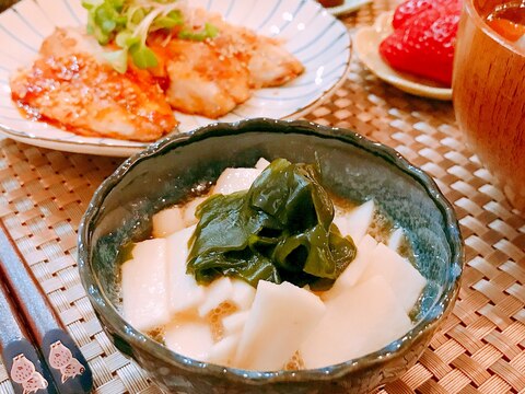 即席☆長芋とワカメのわさび醤油和え